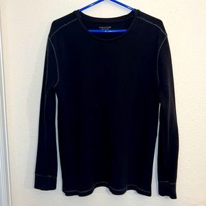 Structure XL, waffle knit long-sleeve thermal. Black with white stitching. TTS